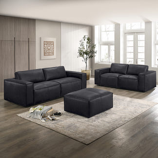 HAVANA HAVANA BLACK - LEATHER - 2 + 3 SEAT SOFA PAIR