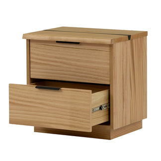 KAITLYN KAITLYN BEDSIDE TABLE - 2 DRAWER - MOUNTAIN ASH/LIVE EDGE