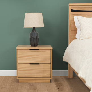 KAITLYN KAITLYN BEDSIDE TABLE - 2 DRAWER - MOUNTAIN ASH/LIVE EDGE