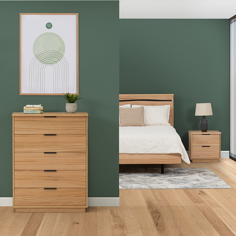 KAITLYN KAITLYN TALLBOY - 5 DRAWER - MOUNTAIN ASH/LIVE EDGE