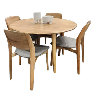 LIPWOOD LIPWOOD OAK/GREY - TAS OAK - 5 PCE DINING SET 1200 ROUND