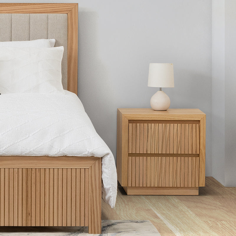 MADELINE MADELINE BEDSIDE TABLE - 2 DRAWER - MOUNTAIN ASH NATURAL