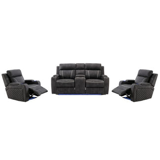 MAGIC MAGIC CHARCOAL - RHINO SUEDE - 3 PCE SUITE 2ERER+ER+ER