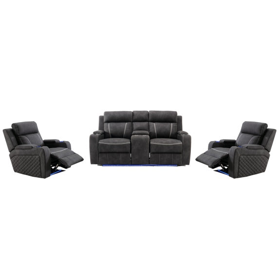 MAGIC MAGIC CHARCOAL - RHINO SUEDE - 3 PCE SUITE 2ERER+ER+ER