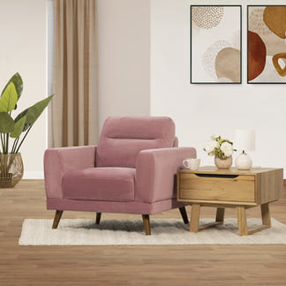 Marlow Single Seater Fabric Armchair - Blush