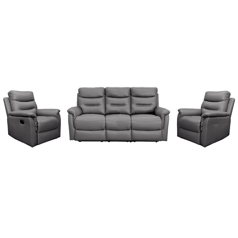 MILANO MILANO GRAPHITE - LEATHER - 3 PCE LOUNGE SUITE 3RR+R+R
