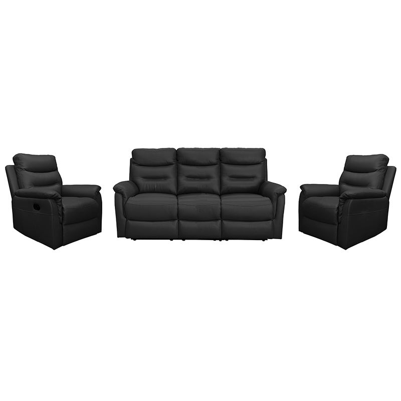 MILANO MILANO BLACK - LEATHER - 3 PCE LOUNGE SUITE 3RR+R+R