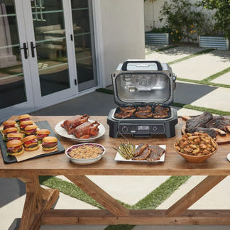 NINJA WOODFIRE ELECT BBQ GRILL & SMOKER - SMART PROBE BLK/COOL GY