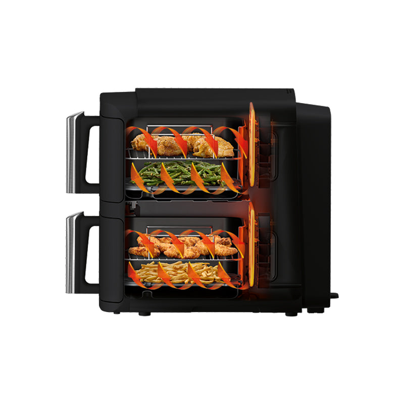NINJA DOUBLESTACK XL 2 DRAWER AIR FRYER - BLACK/SATIN SILVER 9.5L