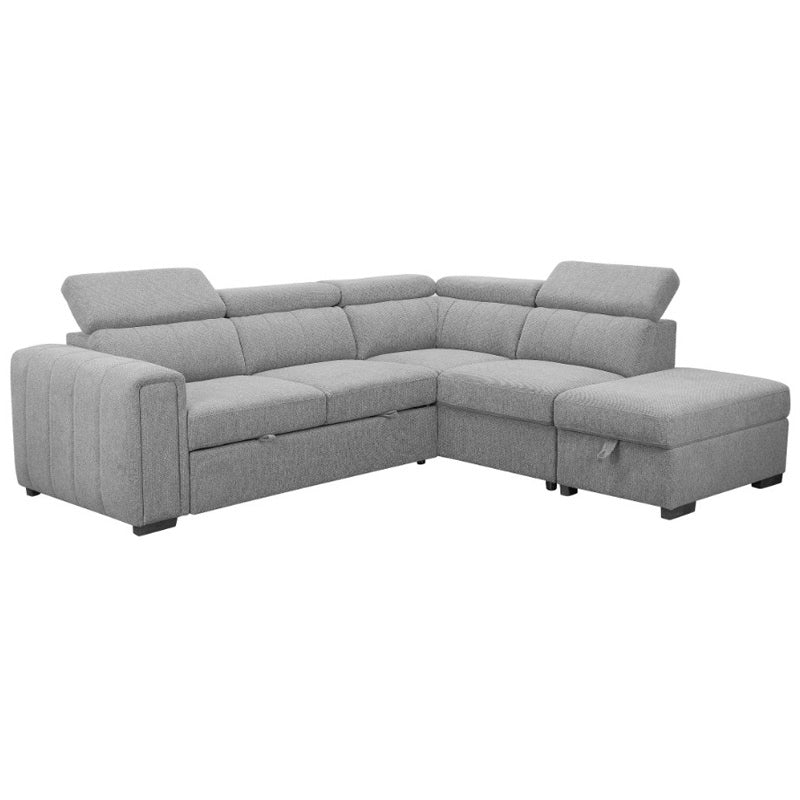 ODELIA ODELIA GREY - FABRIC - CORNER SOFABED RHF STORAGE OTTOMAN