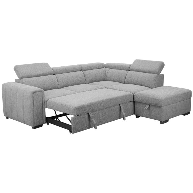 ODELIA ODELIA GREY - FABRIC - CORNER SOFABED RHF STORAGE OTTOMAN