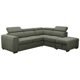 ODELIA ODELIA GREEN - FABRIC - CORNER SOFABED RHF STORAGE OTTOMAN