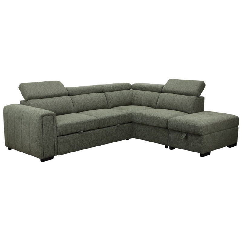 ODELIA ODELIA GREEN - FABRIC - CORNER SOFABED RHF STORAGE OTTOMAN