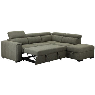 ODELIA ODELIA GREEN - FABRIC - CORNER SOFABED RHF STORAGE OTTOMAN