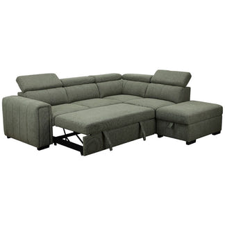 ODELIA ODELIA GREEN - FABRIC - CORNER SOFABED RHF STORAGE OTTOMAN