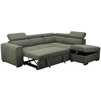 ODELIA ODELIA GREEN - FABRIC - CORNER SOFABED RHF STORAGE OTTOMAN