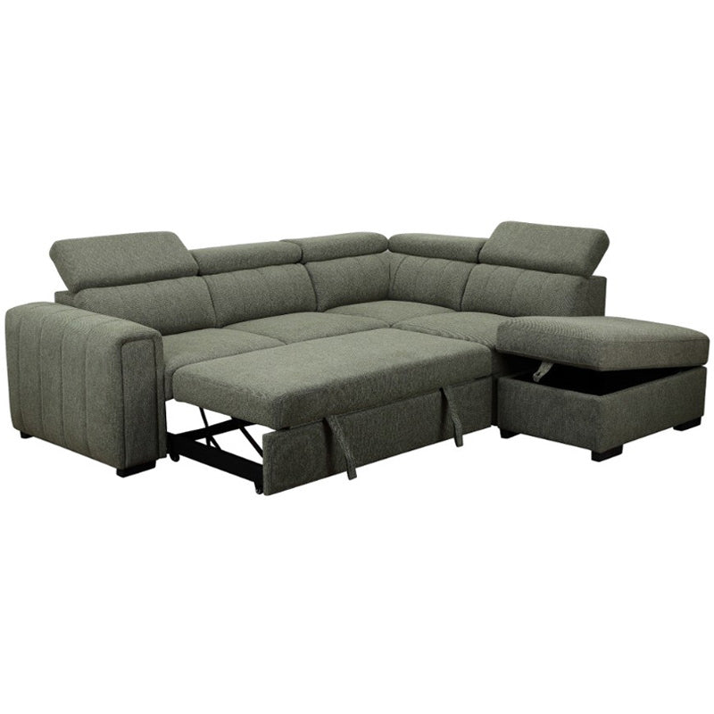 ODELIA ODELIA GREEN - FABRIC - CORNER SOFABED RHF STORAGE OTTOMAN