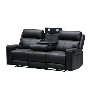 OLIVIA OLIVIA BLACK - LEATHER - 3 PCE LOUNGE SUITE 3ERER+ER+ER