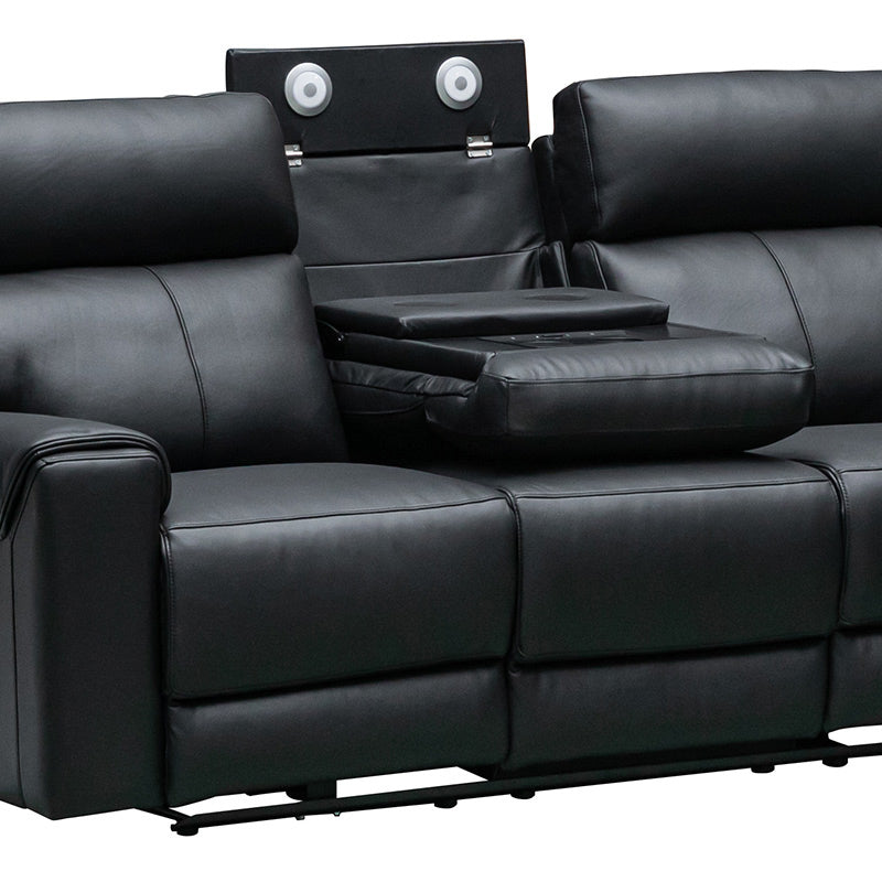 OLIVIA OLIVIA BLACK - LEATHER - 3 PCE LOUNGE SUITE 3ERER+ER+ER