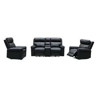 OLIVIA OLIVIA BLACK - LEATHER - 3 PCE LOUNGE SUITE 2ERER+ER+ER