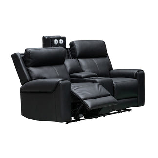 OLIVIA OLIVIA BLACK - LEATHER - 3 PCE LOUNGE SUITE 2ERER+ER+ER