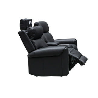 OLIVIA OLIVIA BLACK - LEATHER - 3 PCE LOUNGE SUITE 2ERER+ER+ER