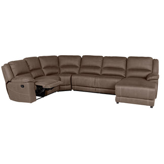 Oregon 6 Seater Corner Recliner Fabric Lounge with RHF Chaise and Foldout Sofa Bed - Graphite