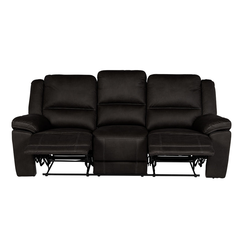 Oregon 3 Seater Recliner Fabric Sofa - Jet