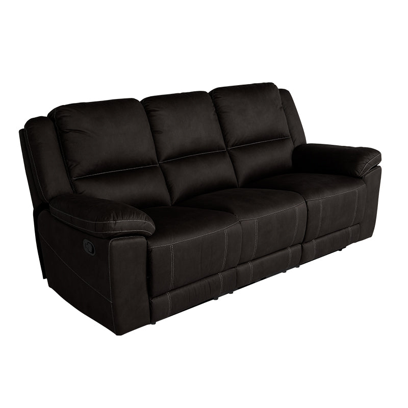 Oregon 3 Seater Recliner Fabric Sofa - Jet