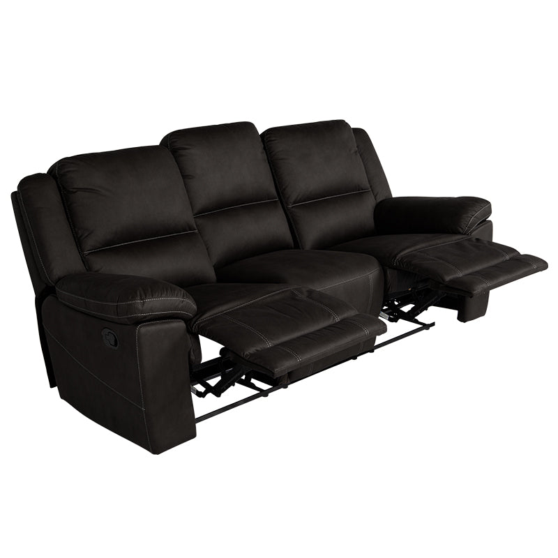 Oregon 3 Seater Recliner Fabric Sofa - Jet