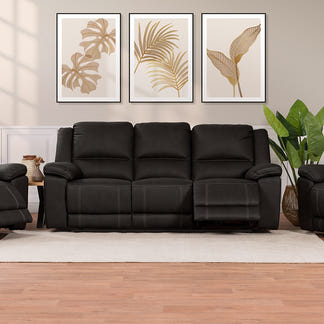Oregon 3 Seater Recliner Fabric Sofa - Jet