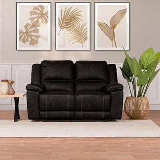 Oregon 2 Seater Fabric Recliner Sofa - Jet