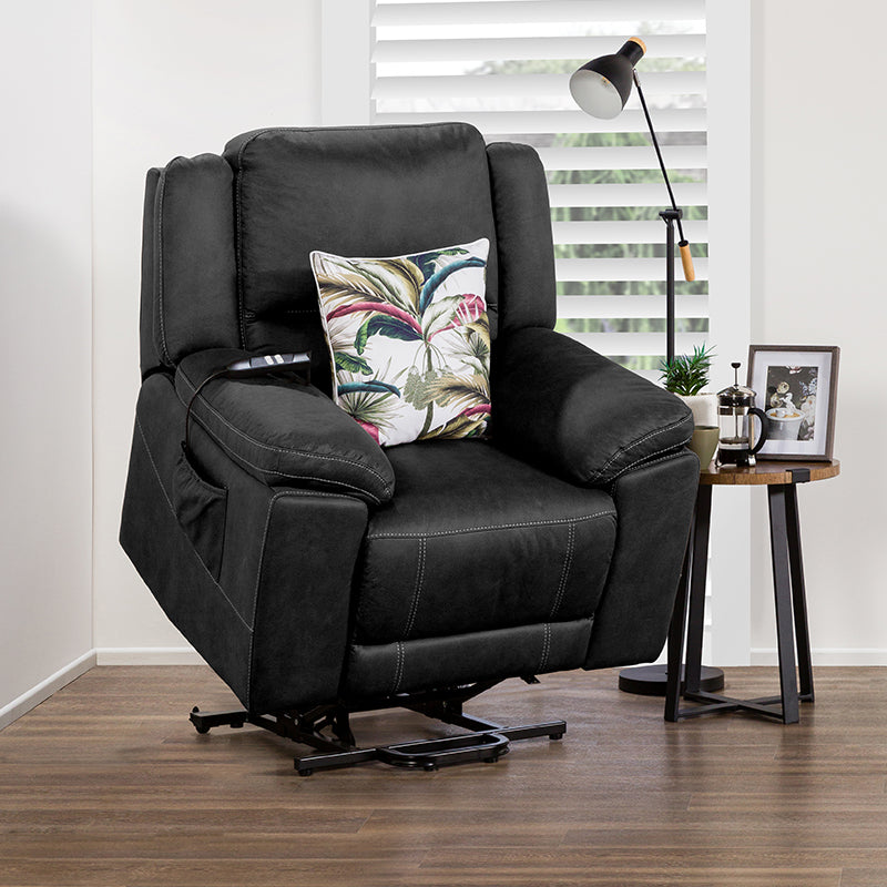 Oregon Lift & Recline Fabric Armchair - Jet