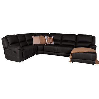 Oregon 6 Seater Corner Fabric Lounge with RHF Chaise - Jet