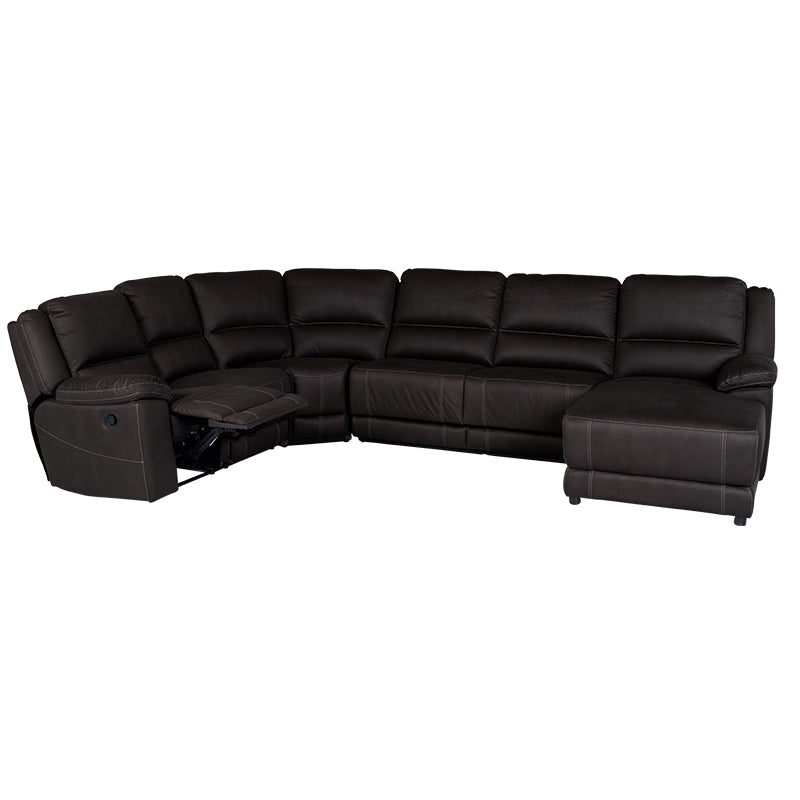 Oregon 6 Seater Corner Fabric Lounge with RHF Chaise - Jet