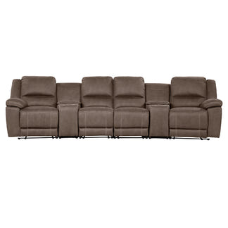 Oregon 4 Seater Recliner Home Theatre Fabric Lounge - Graphite