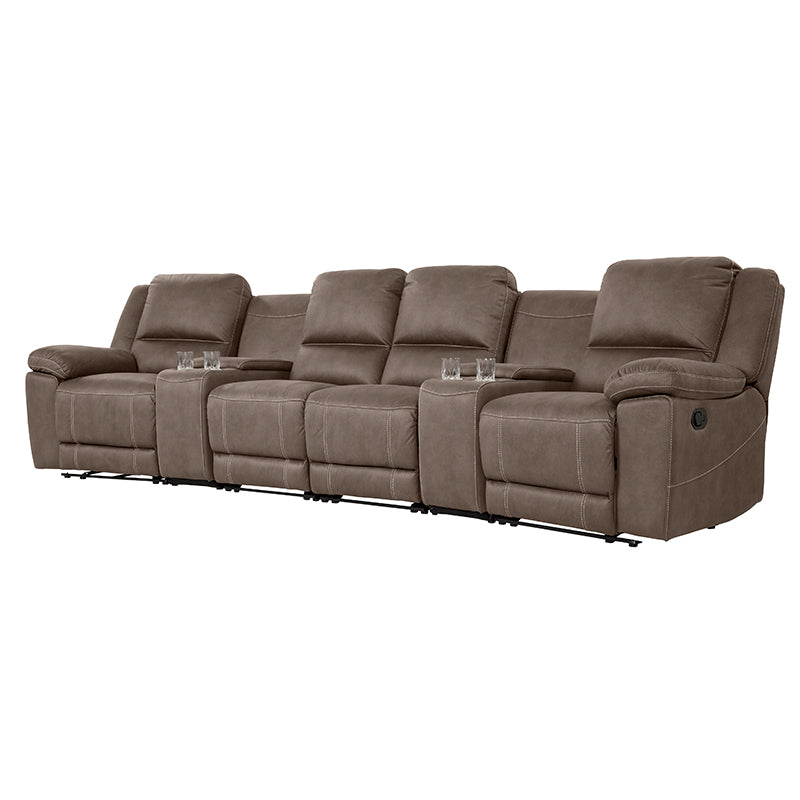 Oregon 4 Seater Recliner Home Theatre Fabric Lounge - Graphite