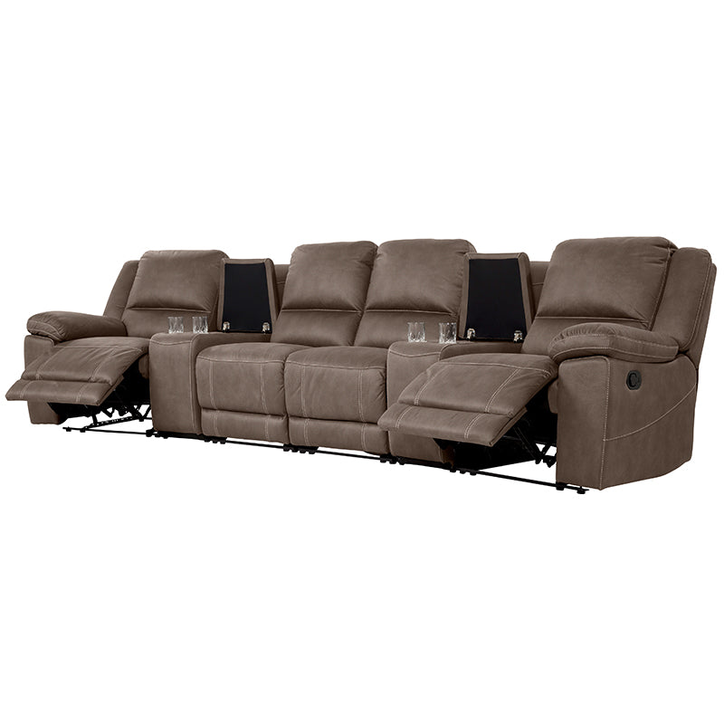 Oregon 4 Seater Recliner Home Theatre Fabric Lounge - Graphite