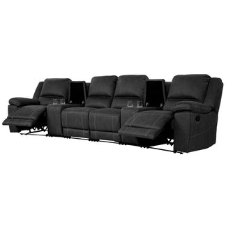 Oregon 4 Seater Recliner Home Theatre Fabric Lounge - Jet