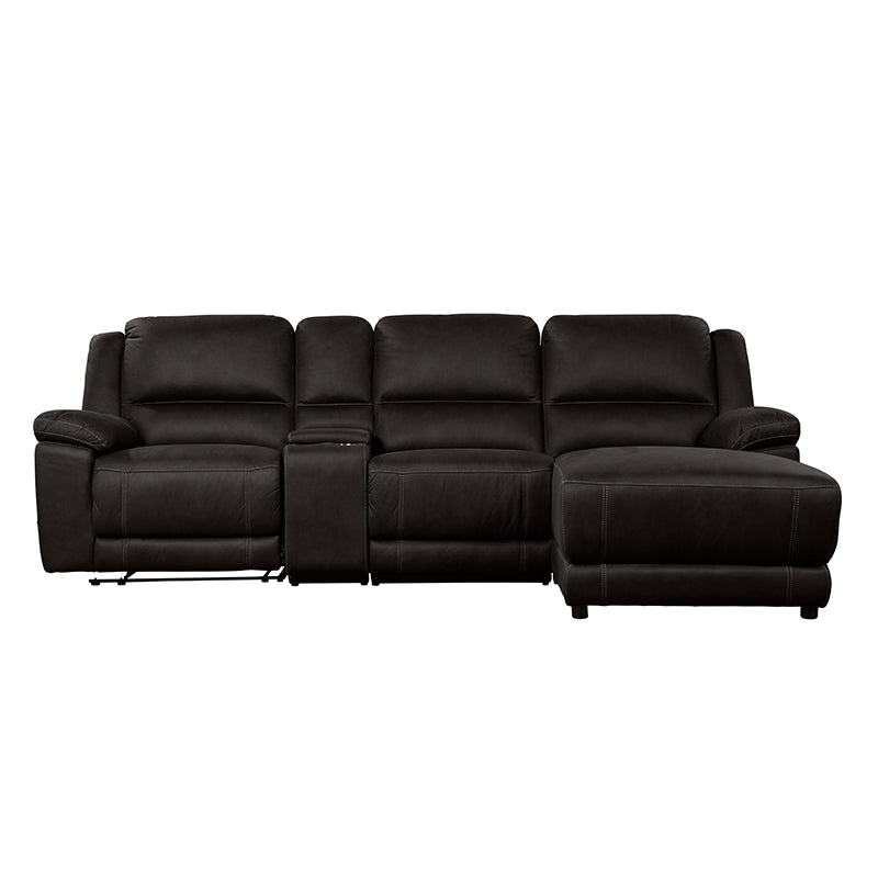 Oregon 3 Seater Recliner Sofa with RHF Chaise and Storage Console - Jet