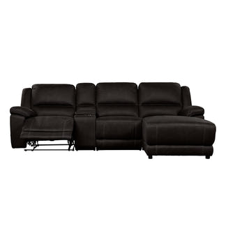 Oregon 3 Seater Recliner Sofa with RHF Chaise and Storage Console - Jet