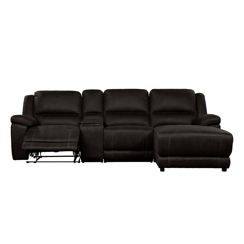 Oregon 3 Seater Recliner Sofa with RHF Chaise and Storage Console - Jet