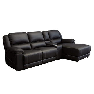 Oregon 3 Seater Recliner Sofa with RHF Chaise and Storage Console - Jet