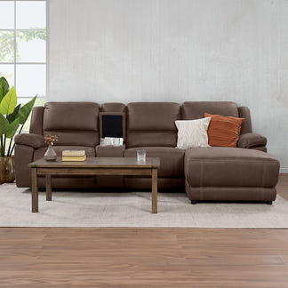 Oregon 3 Seater Recliner Sofa with RHF Chaise and Storage Console - Graphite