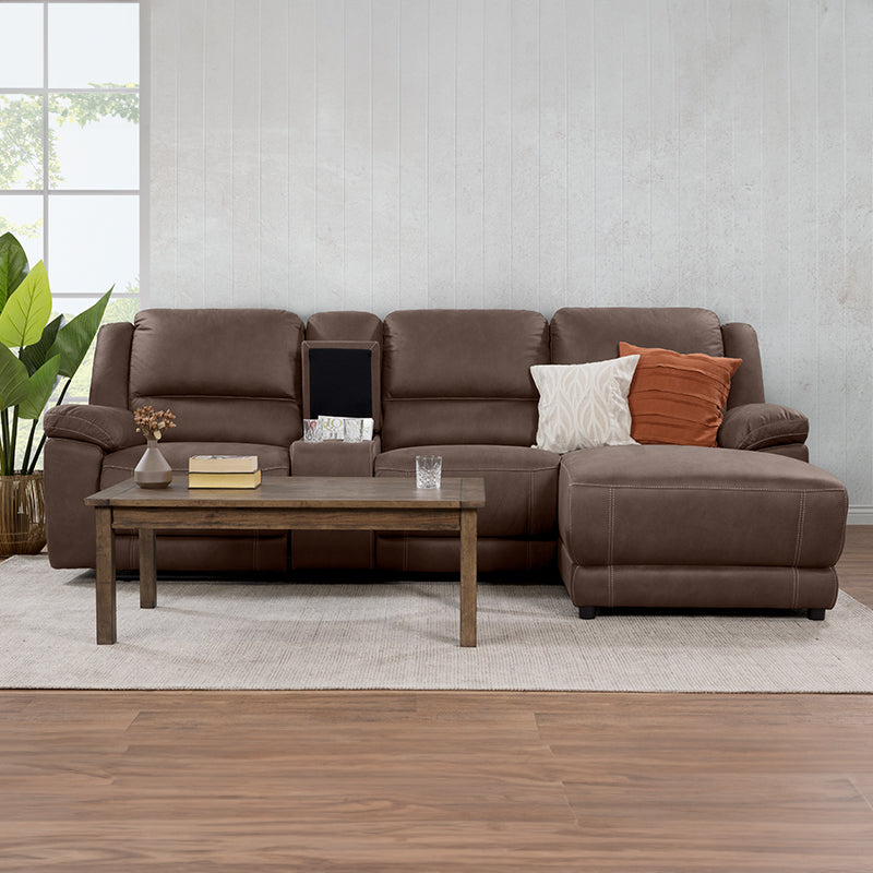Oregon 3 Seater Recliner Sofa with RHF Chaise and Storage Console - Graphite