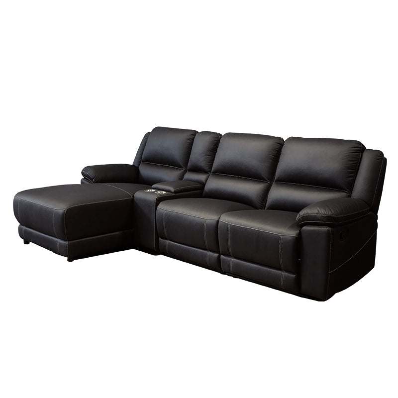 Oregon 3 Seater Recliner Sofa with LHF Chaise - King Suede Jet
