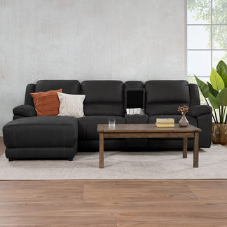 Oregon 3 Seater Recliner Sofa with LHF Chaise - King Suede Jet