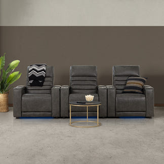 QUENTIN QUENTIN - BLACK LEATHER - ELECTRIC HOME THEATRE CHAIR