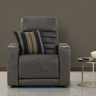 QUENTIN QUENTIN - BLACK LEATHER - ELECTRIC HOME THEATRE CHAIR