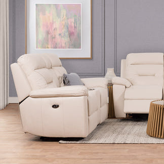 RENATO RENATO TAUPE - LEATHER - 2 SEAT ELECTRIC RECLINER